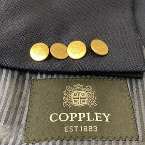 Coppley Sport Coat Mens 46R Navy Blue Wool Hopsack Blazer Gold Buttons Canada